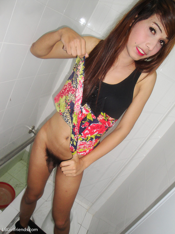 600px x 800px - Small cock Ladyboy Um flashing outside and peeing in toilet